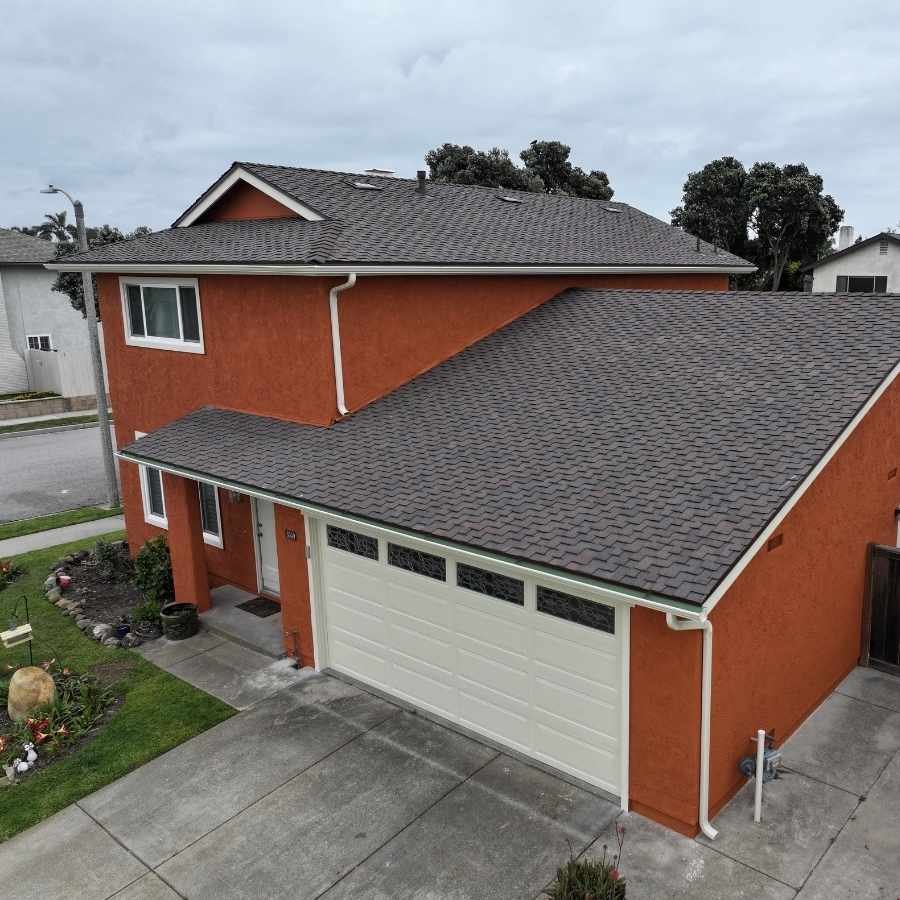 Shingle roofing completed on a two-story home in Los Angeles roofing project