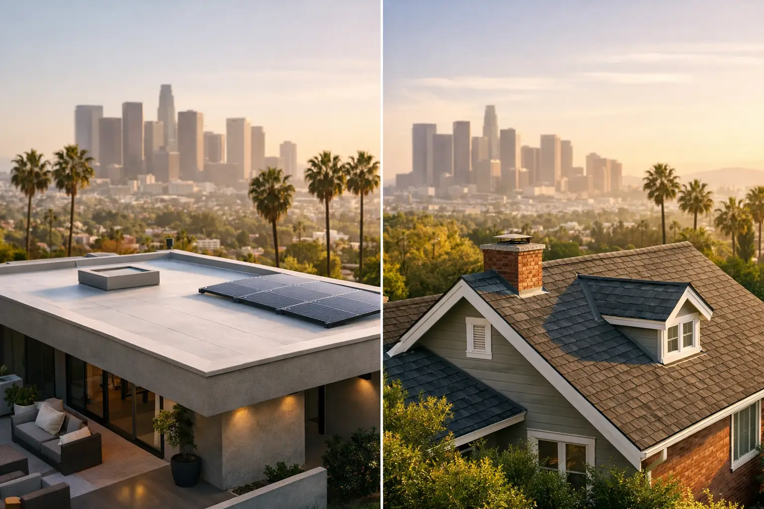 Flat Roof Versus Pitched Roof for Los Angeles